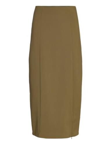 Joellegz Hw Long Skirt Polvipituinen Hame Khaki Green Gestuz