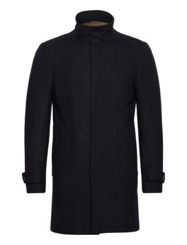 Recycled Wool Funnel Neck Coat Villakangastakki Pitkä Takki Black Lind...