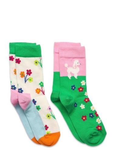 2-Pack Kids Poodle & Flowers Socks Sukat Multi/patterned Happy Socks