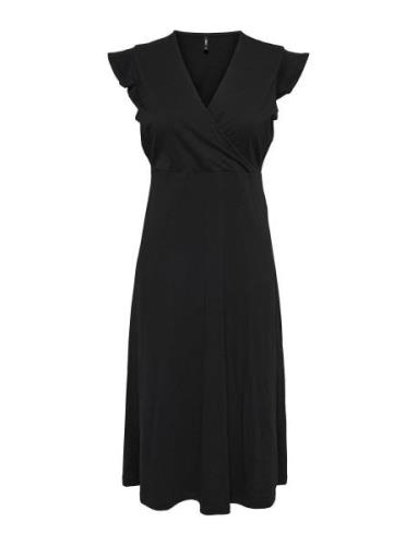 Onlmay S/L Wrap Midi Dress Box Jrs Polvipituinen Mekko Black ONLY