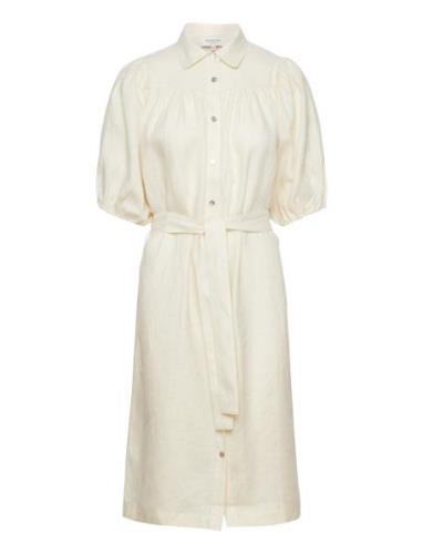 Linen Dress Polvipituinen Mekko Cream Rosemunde