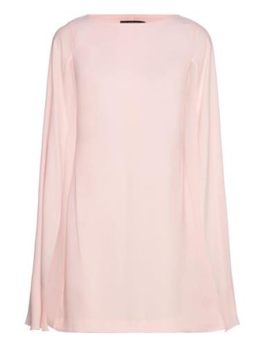 Cape Georgette Cocktail Dress Lyhyt Mekko Pink Lauren Ralph Lauren