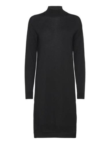 Merino Wool Dress Polvipituinen Mekko Black Rosemunde