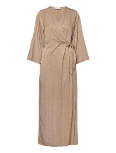 Slftyra 34 Ankle Wrap Dress B Polvipituinen Mekko Brown Selected Femme