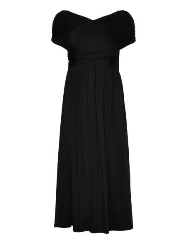 Cupro Dress Polvipituinen Mekko Black Rosemunde