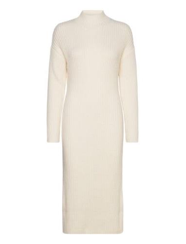 Knitted Turtleneck Dress Polvipituinen Mekko White Gina Tricot