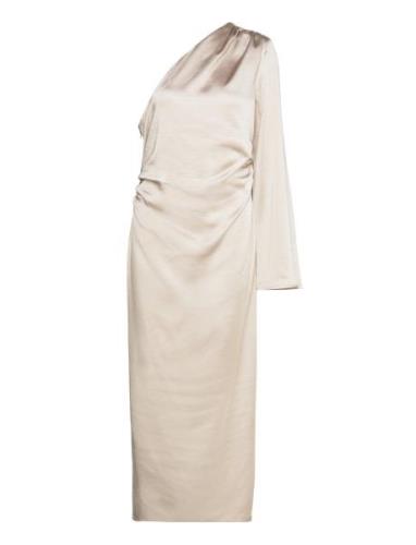 Shoulder Satin Dress Polvipituinen Mekko Cream Gina Tricot