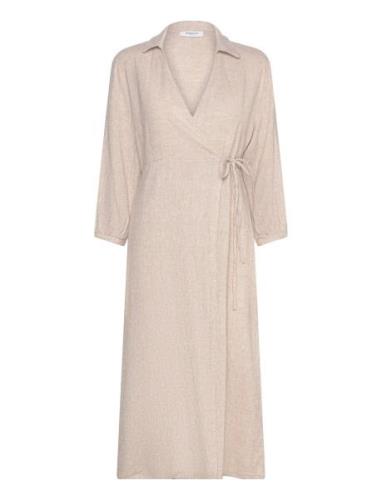 Mschjovene Ginia 3/4 Wrap Dress Polvipituinen Mekko Beige MSCH Copenha...