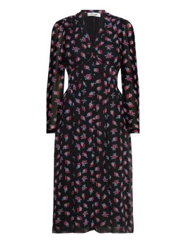 Dvf Tied Erica L/S Midi Dress Polvipituinen Mekko Black Diane Von Furs...