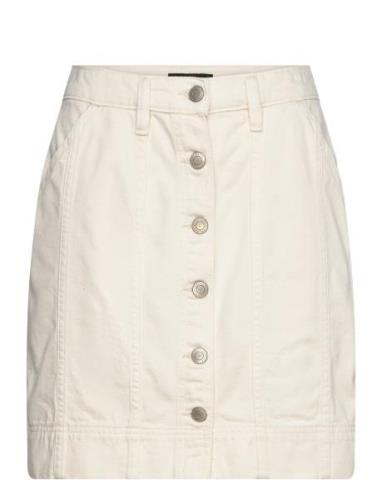 Denim Pencil Miniskirt Lyhyt Hame Cream Lauren Ralph Lauren