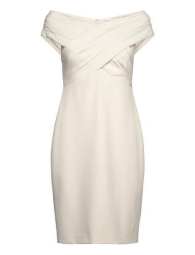 Crepe Off-The-Shoulder Cocktail Dress Lyhyt Mekko Cream Lauren Ralph L...