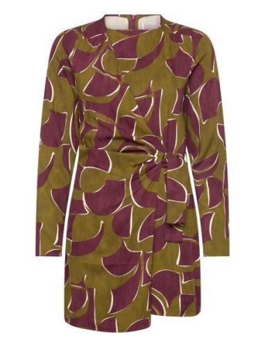 Knotted Wrap Dress Lyhyt Mekko Khaki Green Mango