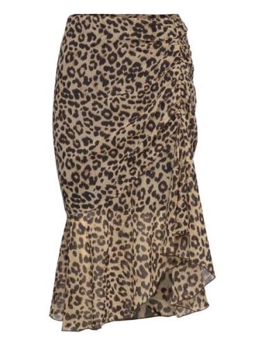 Leopard-Print Skirt With Gathered Detail Polvipituinen Hame Black Mang...