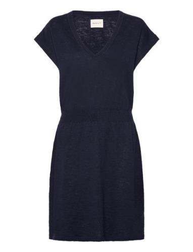 Linen Blend Dress Polvipituinen Mekko Navy GANT