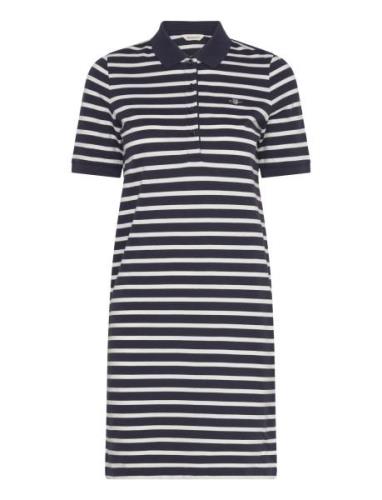 Striped Shield Ss Pique Polo Dress Lyhyt Mekko Blue GANT