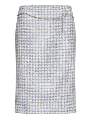 Tweed Midi Skirt Polvipituinen Hame Blue Mango