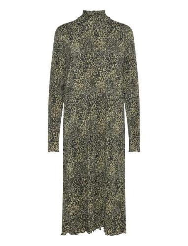 Luno Halto Dress Aop Polvipituinen Mekko Khaki Green Mads Nørgaard