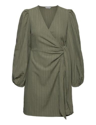 Axelle Wrap Dress Lyhyt Mekko Khaki Green Bubbleroom