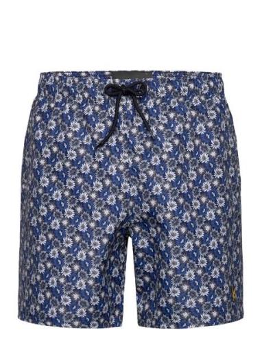 Floral Print Resort Swim Shorts Uimashortsit Navy Lyle & Scott