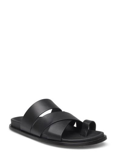 Harllow Black Leather Sandals Matalapohjaiset Sandaalit Black ALOHAS