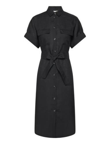 Sahara Linen Shirt Dress Polvipituinen Mekko Black Balmuir