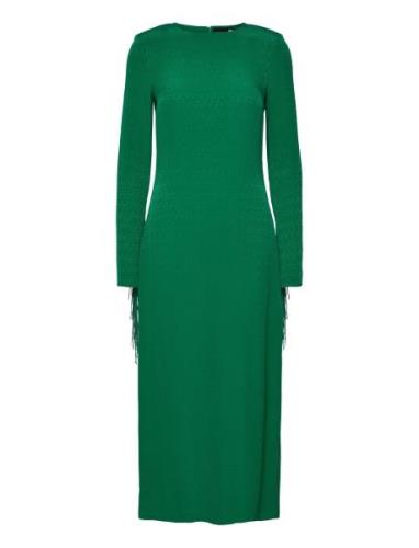 Fringe Midi Dress Polvipituinen Mekko Green ROTATE Birger Christensen