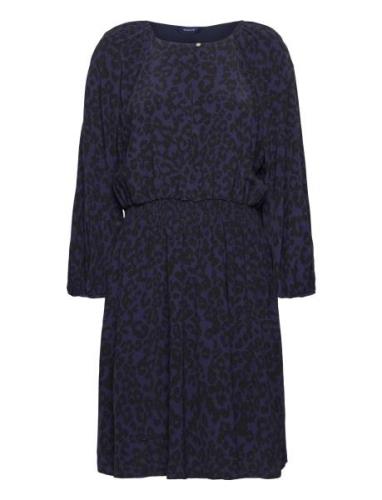 D2. Leopard Boat Neck Dress Lyhyt Mekko Navy GANT