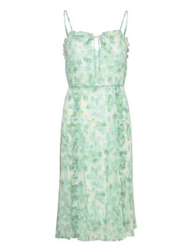 Recycled Chiffon Strap Dress Polvipituinen Mekko Green Rosemunde