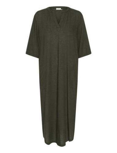 Kamilia Kaftan Dress Polvipituinen Mekko Khaki Green Kaffe