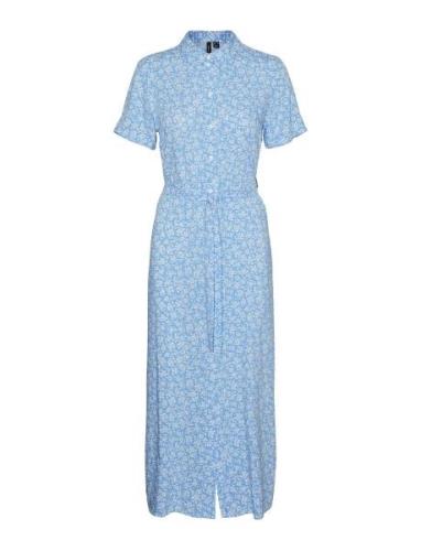 Vmeasy Joy S/S Long Shirt Dress Wvn Ga Maksimekko Juhlamekko Blue Vero...