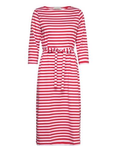 Tasaraita Ilma Dress Polvipituinen Mekko Red Marimekko