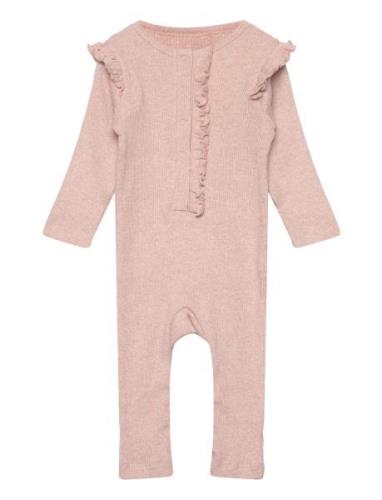 Romper Ls Rib Pitkähihainen Body Pink Fixoni