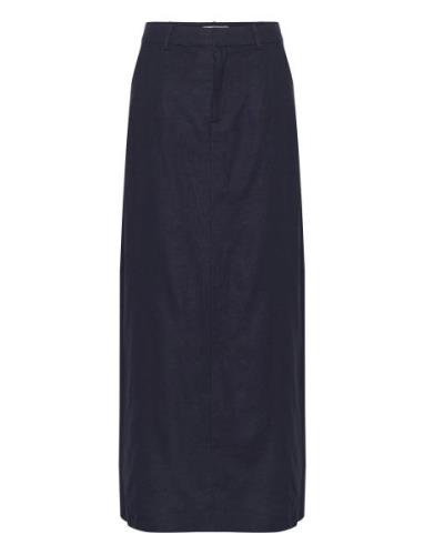 Lizagz Linen Hw Skirt Pitkä Hame Navy Gestuz