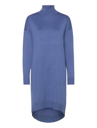 Srlea Rollneck Dress Knit Polvipituinen Mekko Blue Soft Rebels