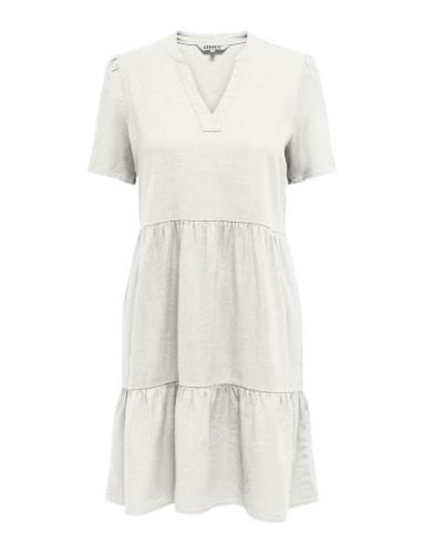 Onltiri-Caro S/S V-Neck Lin Dress Cc Pnt Lyhyt Mekko White ONLY