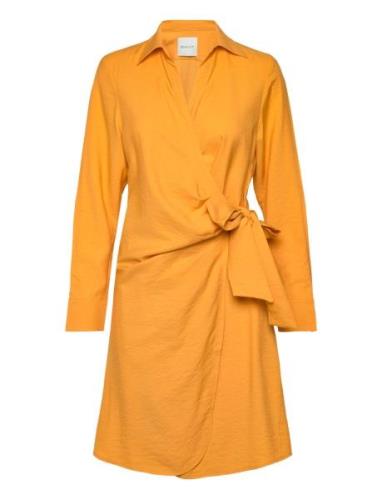 Slim Wrap Shirt Dress Polvipituinen Mekko Yellow GANT