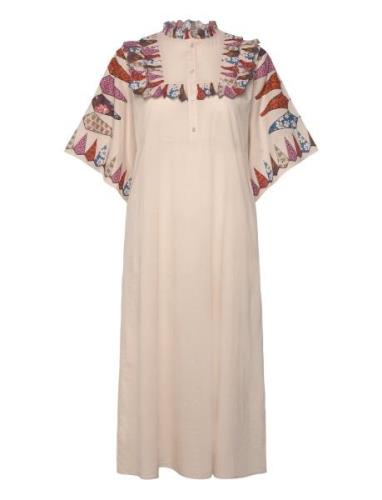 Peytonll Midi Dress 3/4 Polvipituinen Mekko Beige Lollys Laundry