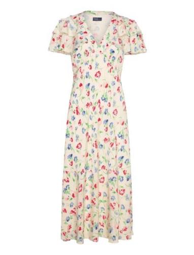 Floral Silk Crepe Dress Polvipituinen Mekko Multi/patterned Polo Ralph...