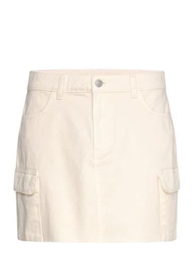 Orla Cargo Denim Skirt Lyhyt Hame Beige Bubbleroom