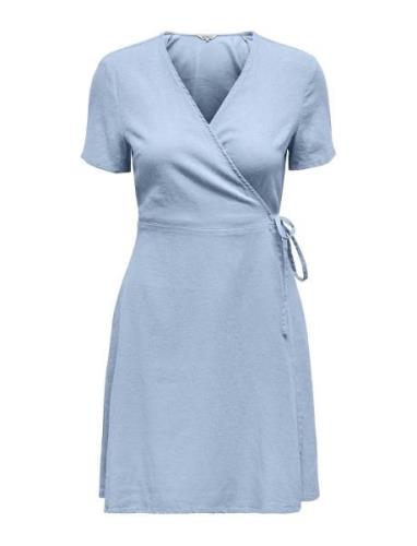 Onladdiction-Caro S/S Linen Dress Cc Pnt Lyhyt Mekko Blue ONLY