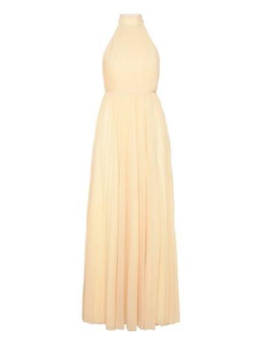 Fionne Pleated Gown Maksimekko Juhlamekko Yellow Bubbleroom