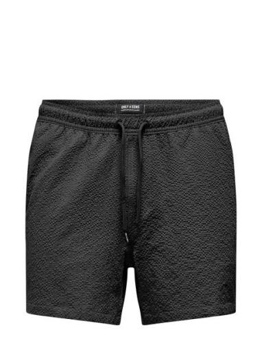 Onsted Life Solid Seersucker Swim Noos Uimashortsit Black ONLY & SONS