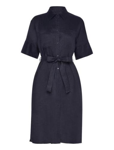 Rel Linen Ss Shirt Dress Polvipituinen Mekko Navy GANT