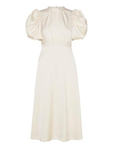 Satin Puff Midi Dress Polvipituinen Mekko Cream ROTATE Birger Christen...