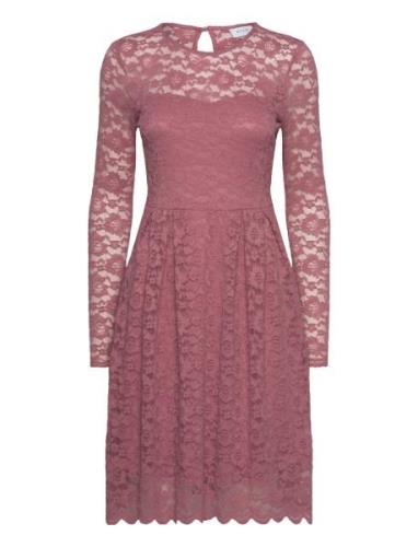 Vikalila L/S Lace Dress - Noos Polvipituinen Mekko Pink Vila