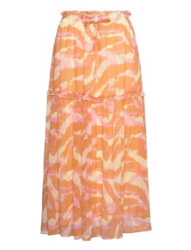 Recycled Chiffon Skirt Pitkä Hame Orange Rosemunde