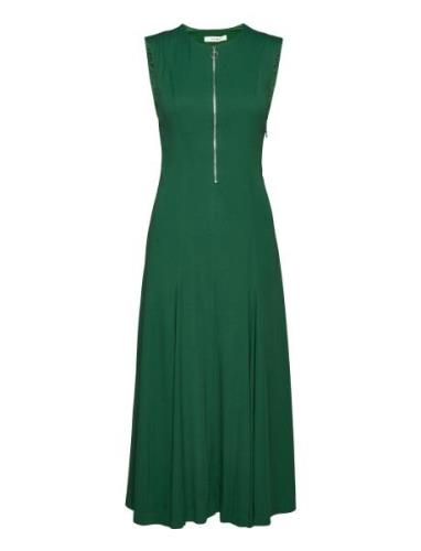 Long Midi Length Zipped Dress Polvipituinen Mekko Green IVY OAK