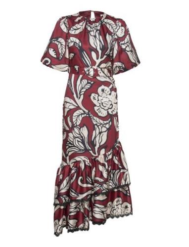 Angelina Asymmetrical Belted Maxi Dress Maksimekko Juhlamekko Red Mali...