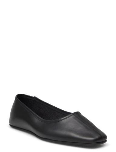 Slfelia Leather Ballerina Ballerinat Black Selected Femme