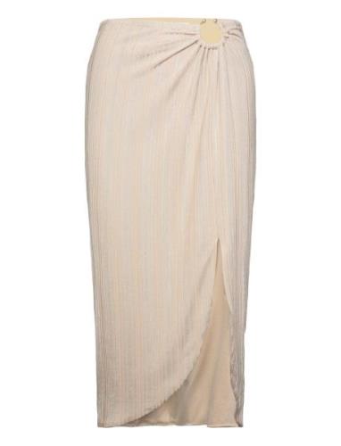 Cristina Midi Skirt Polvipituinen Hame Beige GUESS Jeans